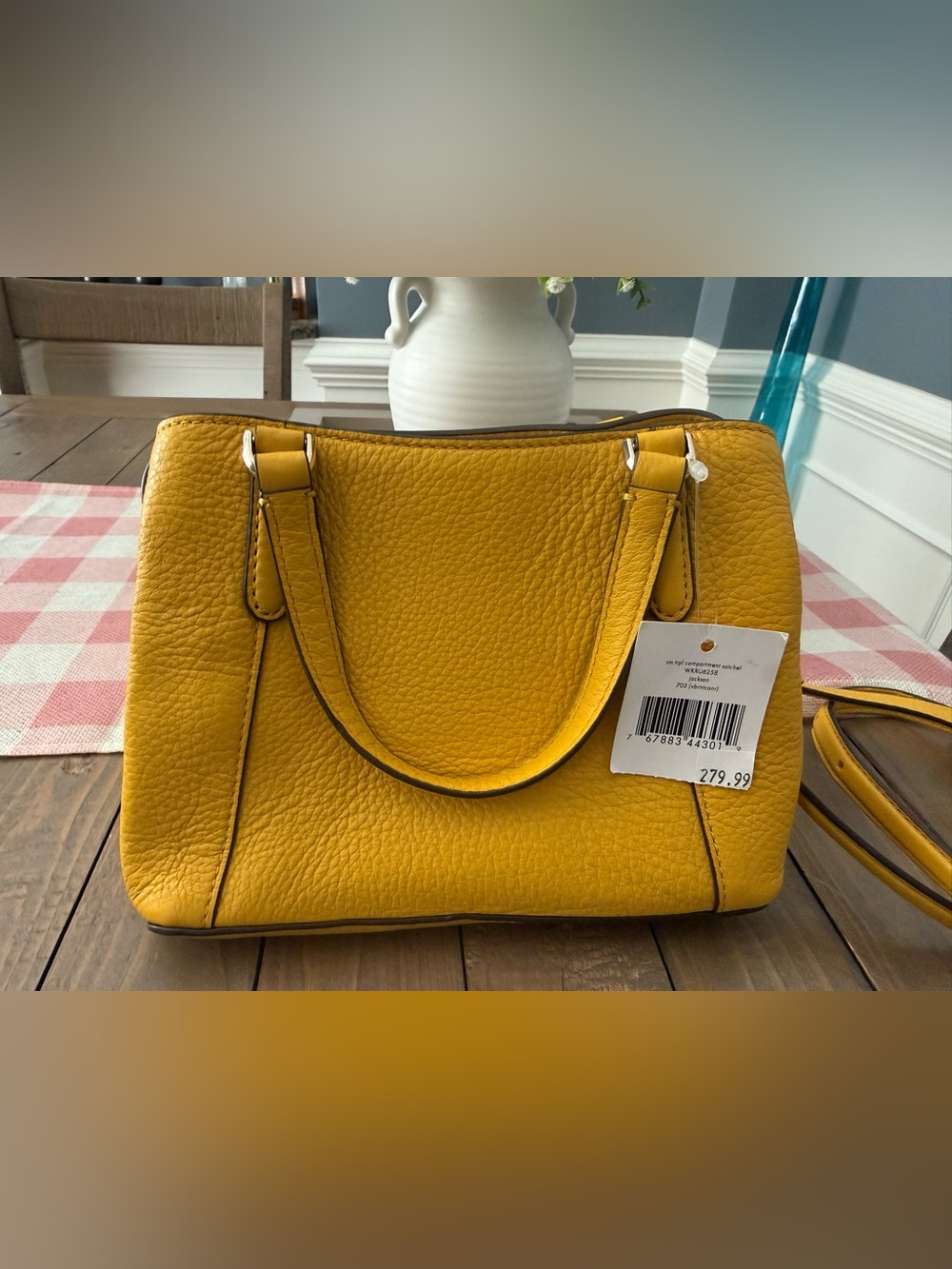 kate spade Mustard Yellow Pebbled Leather Crossbody Satchel - Picture 3 of 4